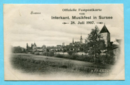 Offizielle Festpostkarte Vom Interkant. Musikfest In Sursee - 27. Juli 1907 - Sursee