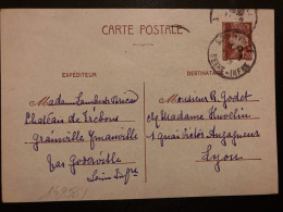 CP EP PETAIN 1F20 OBL.11-12 42 GRAINVILLE (76) Mme LAMBERT BRICARD Château De TREBOUS - Oorlog 1939-45