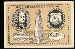 Notgeld Carlshafen, 75 Pfennig, Carl Landgraf Zu Hessen, Stadtwappen, Invalidenhaus  - Lokale Ausgaben