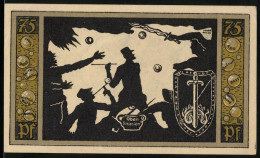 Notgeld Przyschetz (Oberschl.) 1921, 75 Pfennig, Industriesymbolik, Shilouette Eines Gefechts  - Lokale Ausgaben