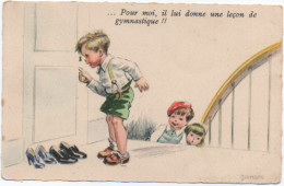 Illustrateur : JANSER : Humour : Enfants - Escalier - Chaussures : Superluxe Paris - Janser