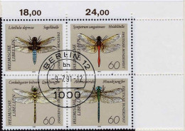 RFA Poste Obl Yv:1380B Mi:1552A Heimische Libellen Coin D.feuille (TB Cachet à Date) Berlin 9-7-91 - Used Stamps