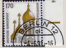 RFA Poste Obl Yv:1363 Mi:1535 Russische Kirche Wiesbaden (TB Cachet Rond) Bord De Feuille - Usados