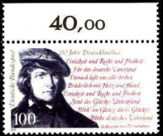 RFA Poste N** Yv:1387 Mi:1555 Hoffmann Von Fallersleben Compositeur Bord De Feuille - Unused Stamps