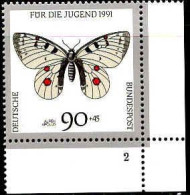 RFA Poste N** Yv:1349 Mi:1517 Für Die Jugend Parnassius Phoebius (Coin De Feuille) - Neufs