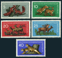 Germany-GDR 471-475,hinged.Michel 737-741. Red Squirrels,Hares,Deers,Lynx.1959. - Nuovi