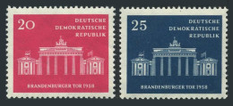 Germany-GDR 410-411, MNH. Mi 665-666. Brandenburg Gate, 1958. - Unused Stamps