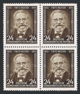 Germany-GDR 212 Block/4, MNH. Michel 430. Fritz Reuter, 1810-1874, Writer, 1954. - Unused Stamps