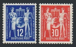 Germany-GDR 49-50, Hinged. Michel 243-244. Postal Workers' Trade Union, 1949. - Ongebruikt