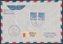 Schweiz: 1970, LuPo R- Fernbrief In MeF, Mi. Nr. 935, 50 C. Freimarke Für Wertzeichengeber. SoStpl. BERN 15 - Erst- U. Sonderflugbriefe