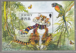 JERSEY 1998 Fauna Animals Year Of Tiger Birds Parrot MI Bl. 17 MNH (**) #Fauna587 - Jersey