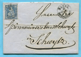 Faltbrief Von Basel Nach Schwyz 1863 Mit Schiffsstempel: Schiffsbureau Luzern - Covers & Documents