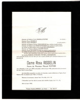 Ellezelles 1893 - Ath 1965 , Rosa Risselin - Décès