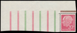 Heuss-Randleiste RL 1 (RL+20) Breiter Strichleisten-Bogenrand, Ungefaltet! ** - Unused Stamps