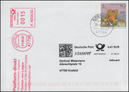 Postautomation: STAMPIT (PC-Frankatur) + AFS Auf Plusbrief USo 5 Krefeld 21.9.01 - Briefomslagen - Ongebruikt