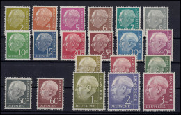 177-196 Heuss I, 20 Werte, Satz Postfrisch Komplett, 50 Pf Geprüft BPP - Unused Stamps