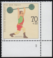 1499 Sporthilfe 70+30 Pf Gewichtheben ** FN2 - Unused Stamps