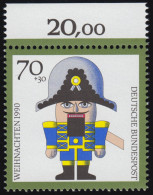 1486 Nußknacker 70+30 Pf ** Oberrand - Unused Stamps