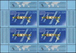 3192 Weltraumflug-Kleinbogen 4x35 Pf 1988, ** Postfrisch - Neufs