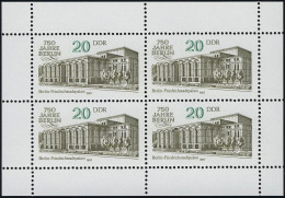 3078 Friedrichstadtpalast-Kleinbogen Berlin 4x 20 Pf 1987, ** Postfrisch - Ungebraucht