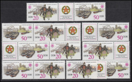 3028-3029 Arbeiterfestspiele Magdeburg 1986, 6 ZD + 2 Ezm, Set Postfrisch - Zusammendrucke