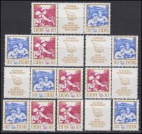 1761-1762 FDGB-Kongreß, 6 Zusammendrucke + 2 Einzelmarken, Set Postfrisch ** - Zusammendrucke