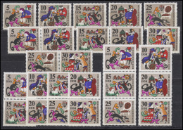 1426-1431 Märchen Der Gestiefelte Kater 1968, 9 Zusammendrucke + 6 Ezm, Set ** - Zusammendrucke