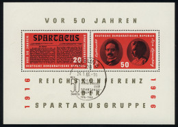 Block 25 Spartakus-Block 1966, SSt BERLIN Vor 50 Jahren ... 24.1.1966 - Used Stamps