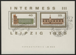 Block 24 INTERMESS III 40+25 Pf. Mit Zwei Verschiedenen Sonderstempel Leipzig  - Gebraucht