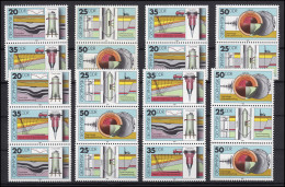 2557-2560 Geophysik, 16 Zusammendrucke Und 4 Einzelmarken, Set Postfrisch ** - Zusammendrucke