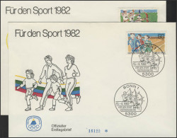 Sporthilfe 1127-1128 Zwei Offizielle FDCs 1982 - Volkslauf Und Bogenschießen - Autres & Non Classés