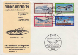 1005-1008 Jugend Luftfahrt 1979 - Offizieller FDC ESSt BONN 5.4.1979 - Briefe U. Dokumente