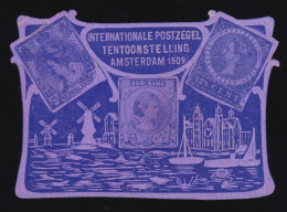 Niederlande Ausstellungsvignette Windmühlen Amsterdam 1909 O.G./Falz - Filatelistische Tentoonstellingen