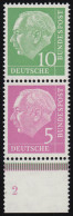 Heuss-Zusammendruck 25 Aus MHB Mit Nummer "2", Ungefaltet, ** - Unused Stamps