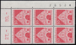 493 Bauwerke Groß 30 Pf. ER-6er-Block Oben Rechts Mit RZ Und Spitzen AZ Oben, ** - Unused Stamps