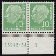 183 Heuss: Unterrandpaar Mit HAN 15242.54 1 Aus MHB, Ungefaltet, ** - Neufs