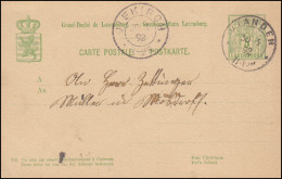 Luxemburg Postkarte P 49IIb Aus VIANDEN 30.3.1892 Nach DIEKIRCH 30.3.92 - Sonstige & Ohne Zuordnung