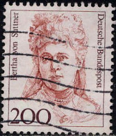 RFA Poste Obl Yv:1330 Mi:1498 Bertha Von Suttner Prix Nobel De La Paix (Lign.Ondulées) (Thème) - Beroemde Vrouwen