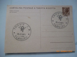 Cartolina Postale "A TARIFFA RIDOTTA" Annulli Filiatelici Trieste 1971 - 1971-80: Marcofilia