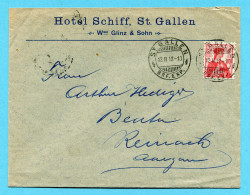 Brief Von St. Gallen Nach Reinach 1912 - Absender: Hotel Schiff - Briefe U. Dokumente