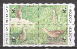 Moldova 2001 Mi 379-382 In Block Of 4 MNH WWF - CORN CRAKE - Neufs