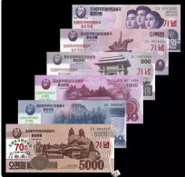 2018 North Korea Banknotes 70th Anniversary Of The Founding Of North Korea  6V - Korea (Nord-)