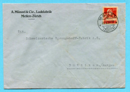 Brief Von Meilen Nach Dottikon 1933 - Absender: A. Münzel & Cie., Lackfabrik Mi Vignette Auf Rückseite - Cartas & Documentos