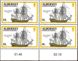 Aldeney-Aurigny Poste N** Yv: 43/47 Navires Ayant Pour Nom Alderney Bloc De 4 - Alderney