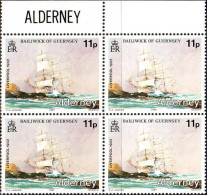 Aldeney-Aurigny Poste N** Yv: 32/36 Naufrages De Bateaux Bloc De 4 - Alderney