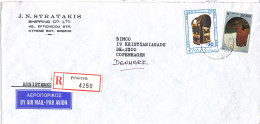 Greece Registered Air Mail Cover Sent To Denmark Piraieus 27-3-1980 - Neufs