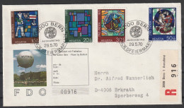 Schweiz: 1970, R- Satzbrief, Mi. Nr. 925-28, "Pro Patria": Kunst Und Kunsthandwerk Auf Ballonposbrief. ESoStpl. BERN - FDC
