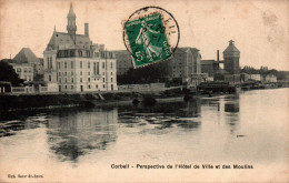 N°3723 W -cpa Corbeil -perspective De L'hôtel De Ville Et Des Moulins- - Corbeil Essonnes