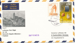 Yugoslavia Cover First Lufthansa Flight Bucaresti - Zagreb - München - Frankfurt 25-8-1967 - Brieven En Documenten