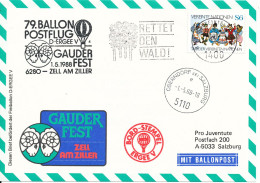 Austria Balloonflight Cover Gauder Fest Zell Am Ziller 1-5-1988 - Briefe U. Dokumente